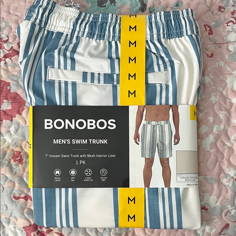 Bonobos White & Blue Striped Men's Swim Trunk